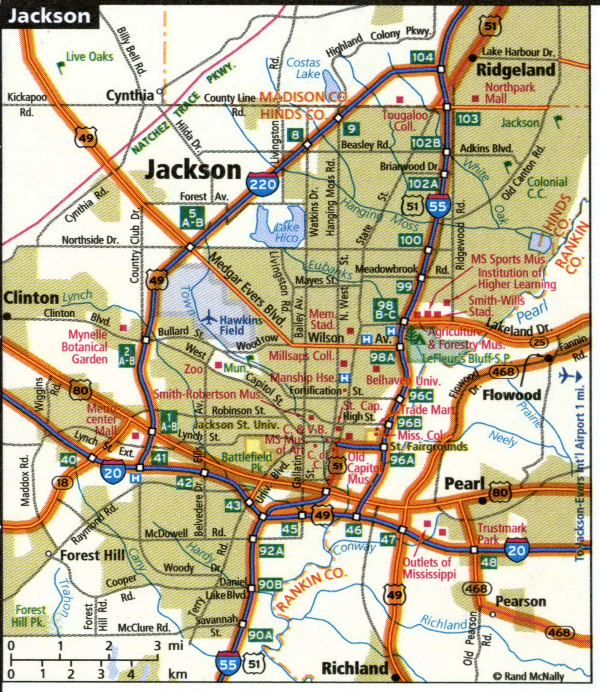 Jackson MS road map with trucker routes