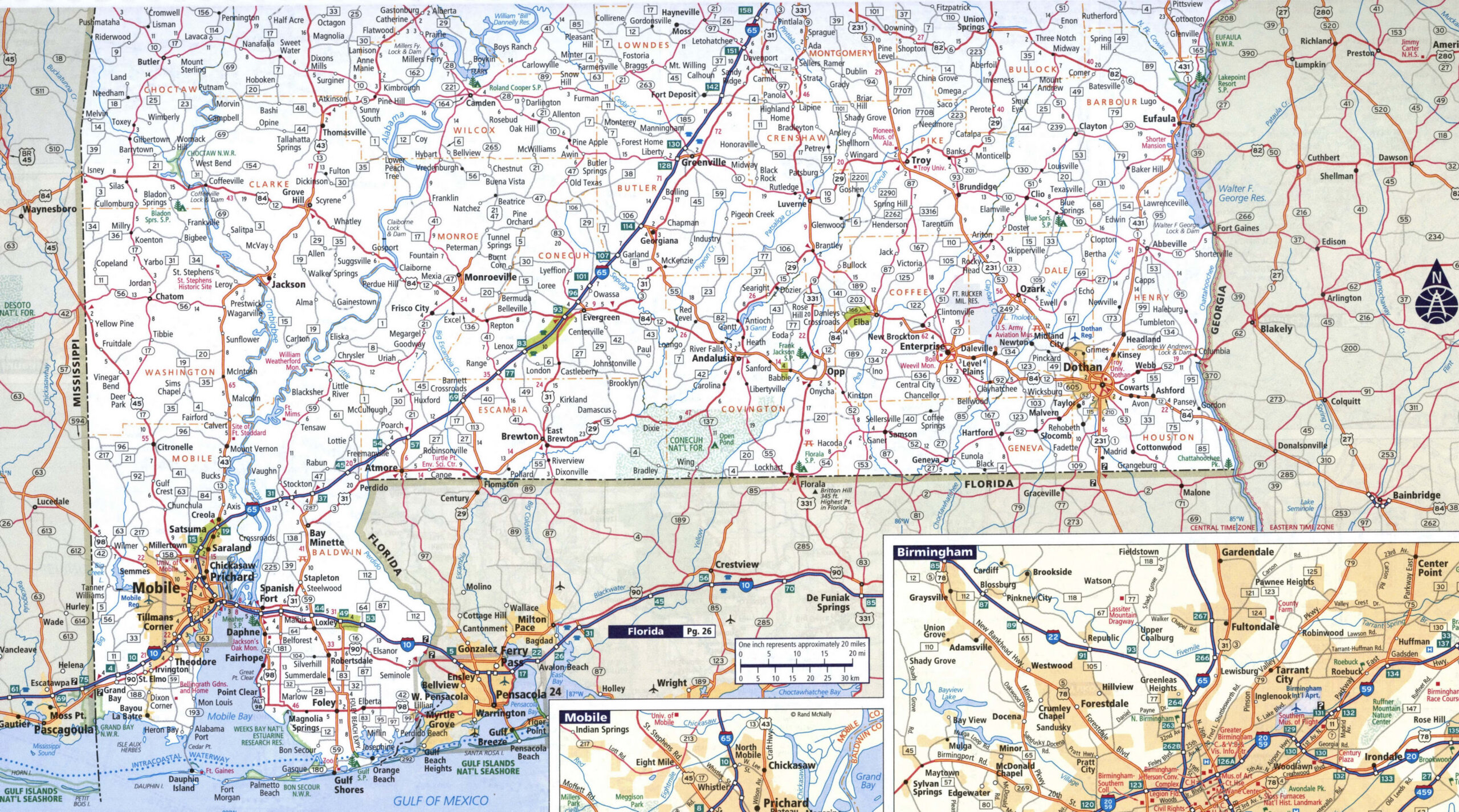 Road map of south Alabama