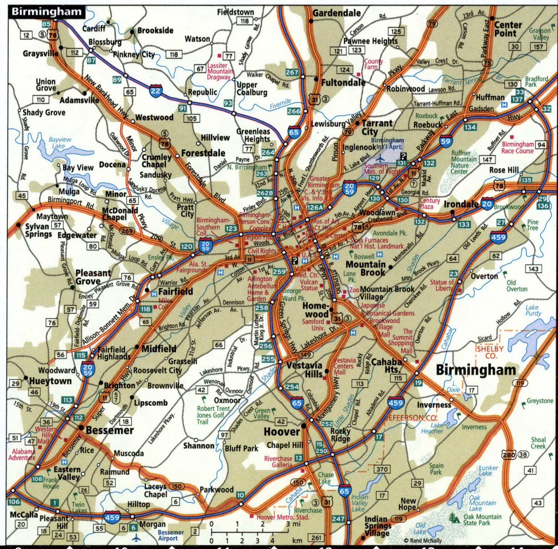 Map of the Birmingham area with routes for heavy trucks