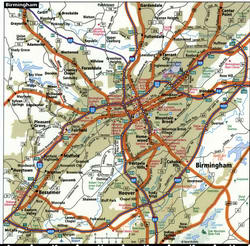 Map of the Birmingham area with routes for heavy trucks