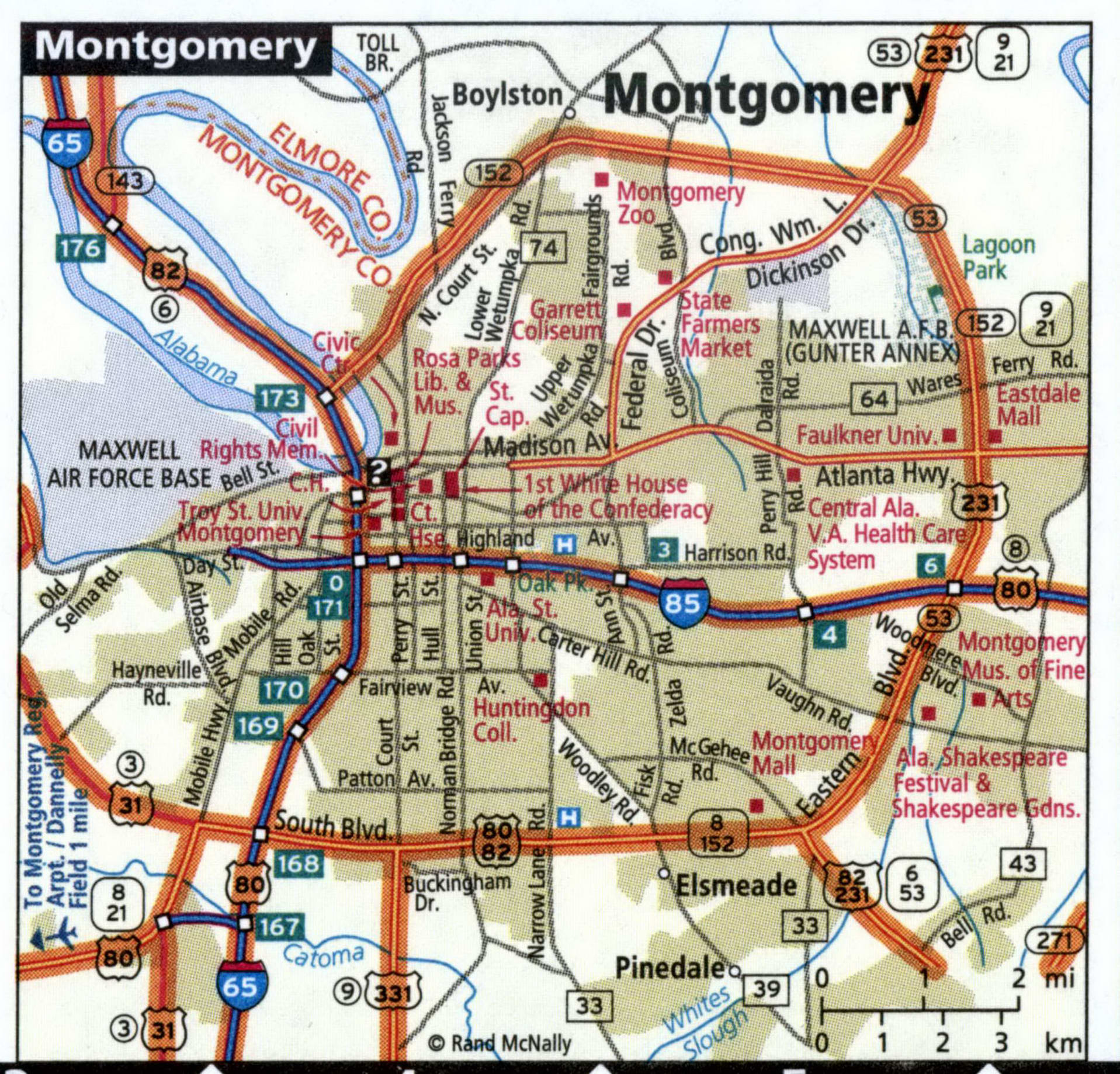 Montgomery map with routes for large trucks