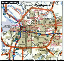 Montgomery map with routes for large trucks