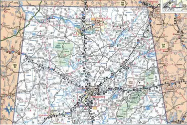 Map of northern Alabama. Detailed map of northern Alabama with cities and towns.