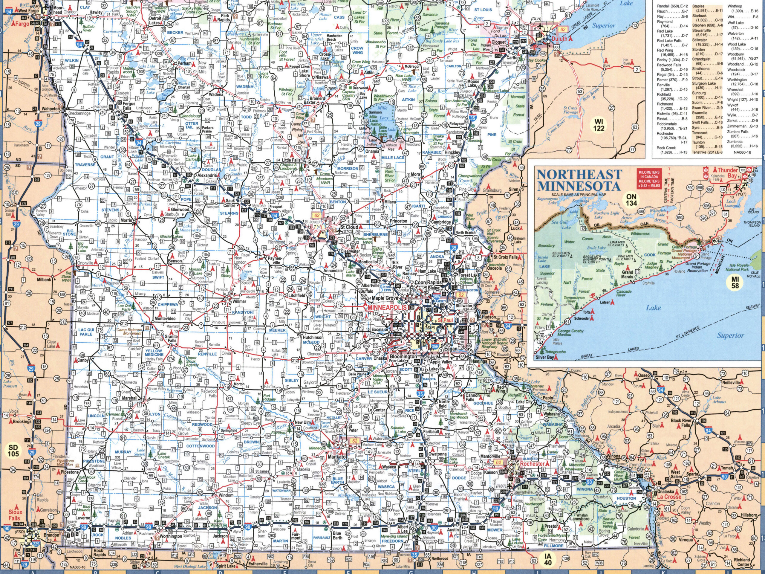 map of southern Minnesota