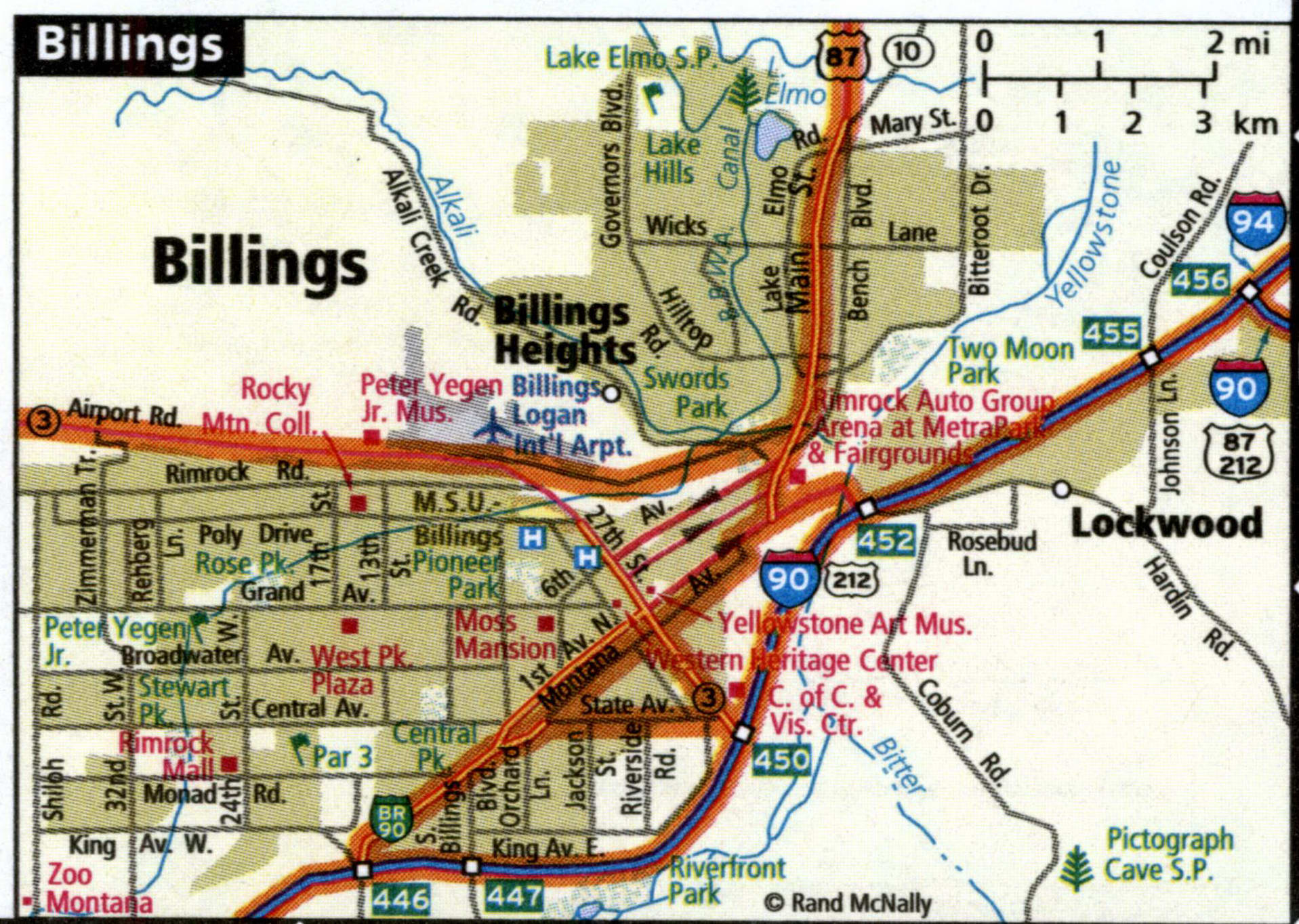 Billings road map with trucker routes