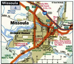 Missoula road map with trucker routes