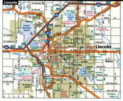 Lincoln road map with trucker routes