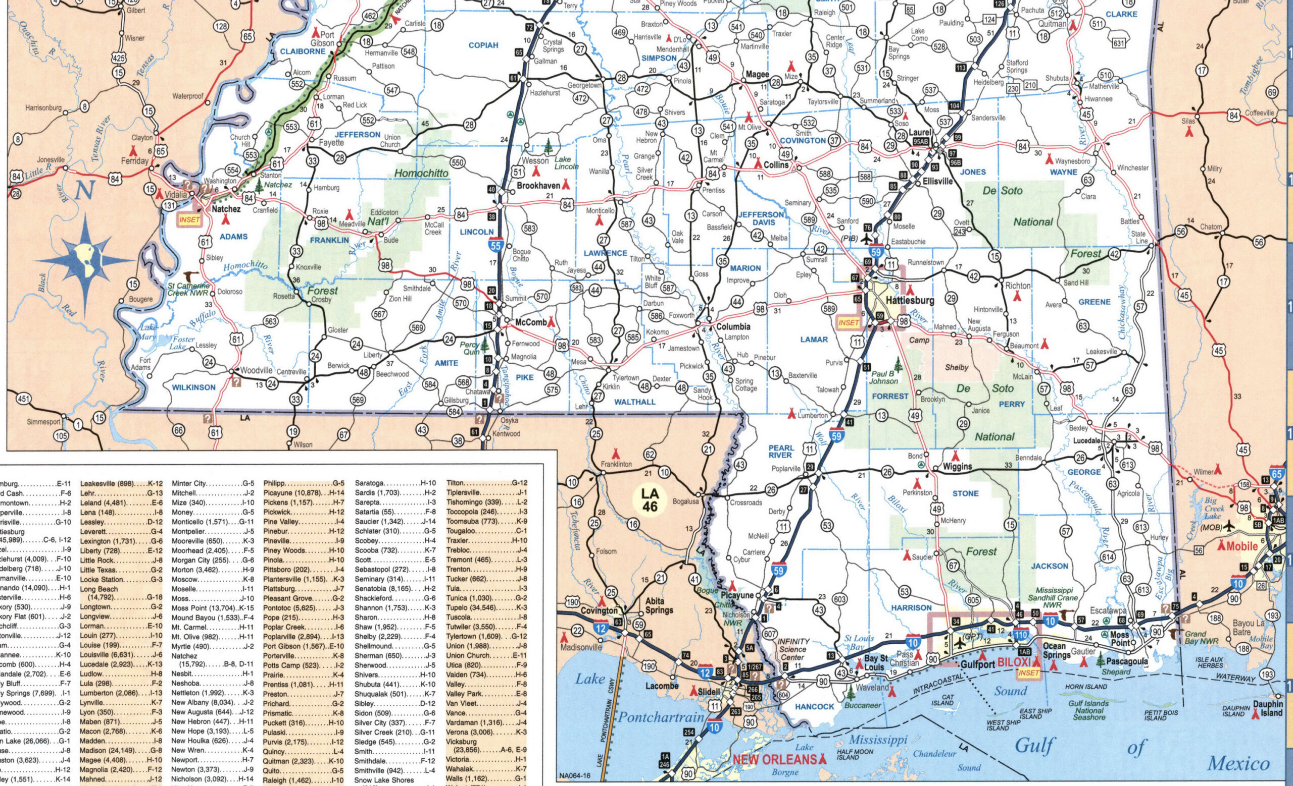 map of southern Mississippi
