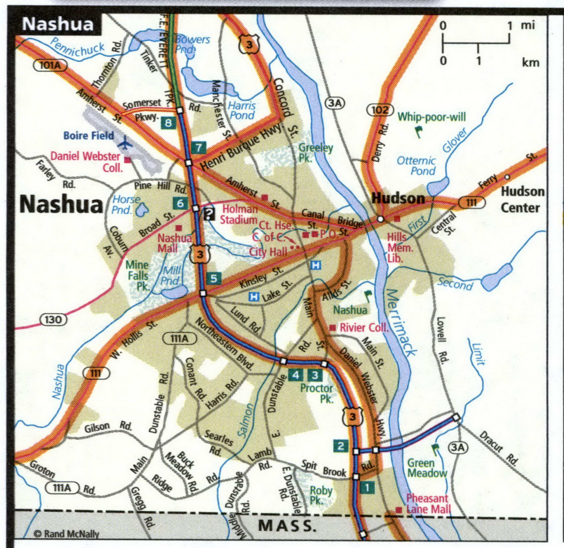 Nashua road map with routes for truckers