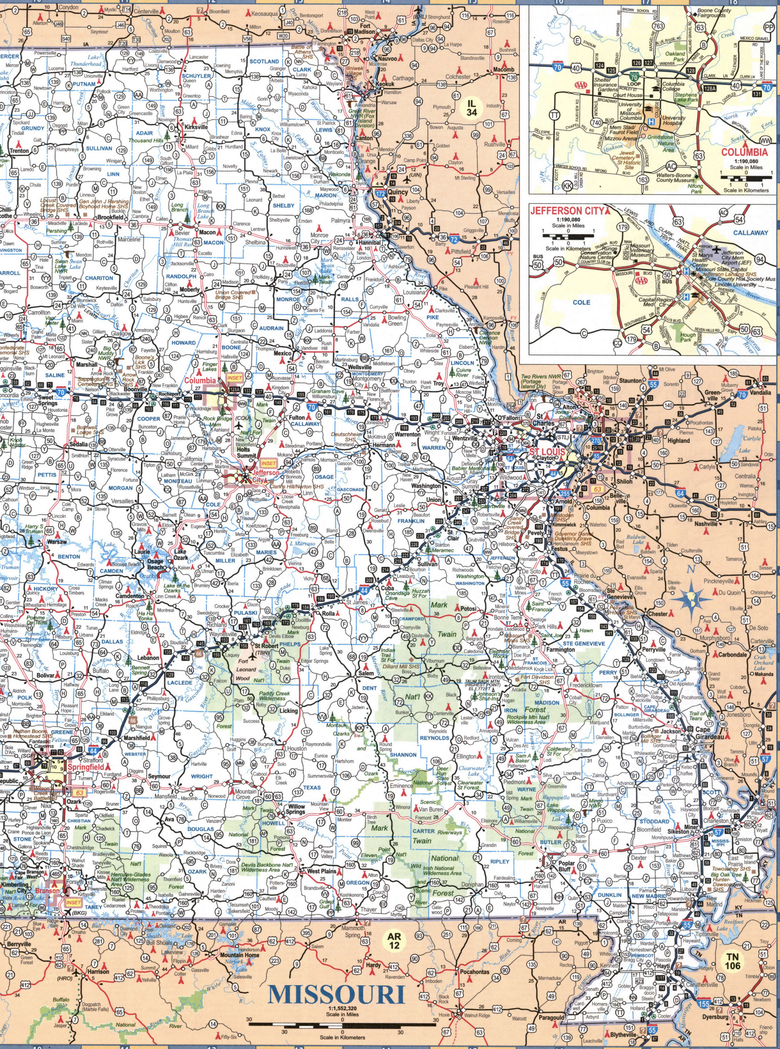 map of eastern Missouri