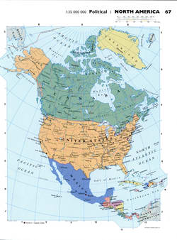Political map of North America with capitals