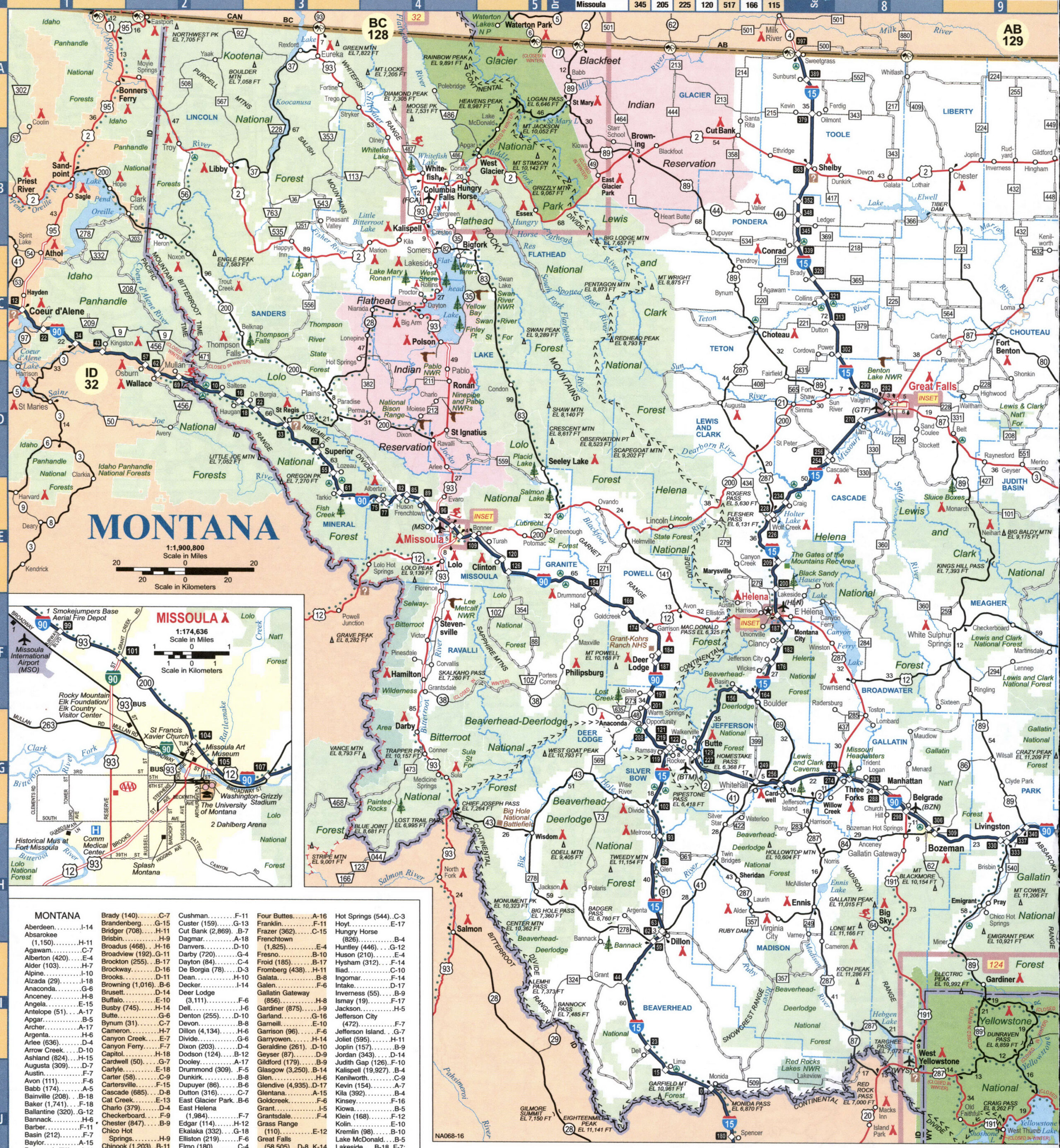map of western Montana