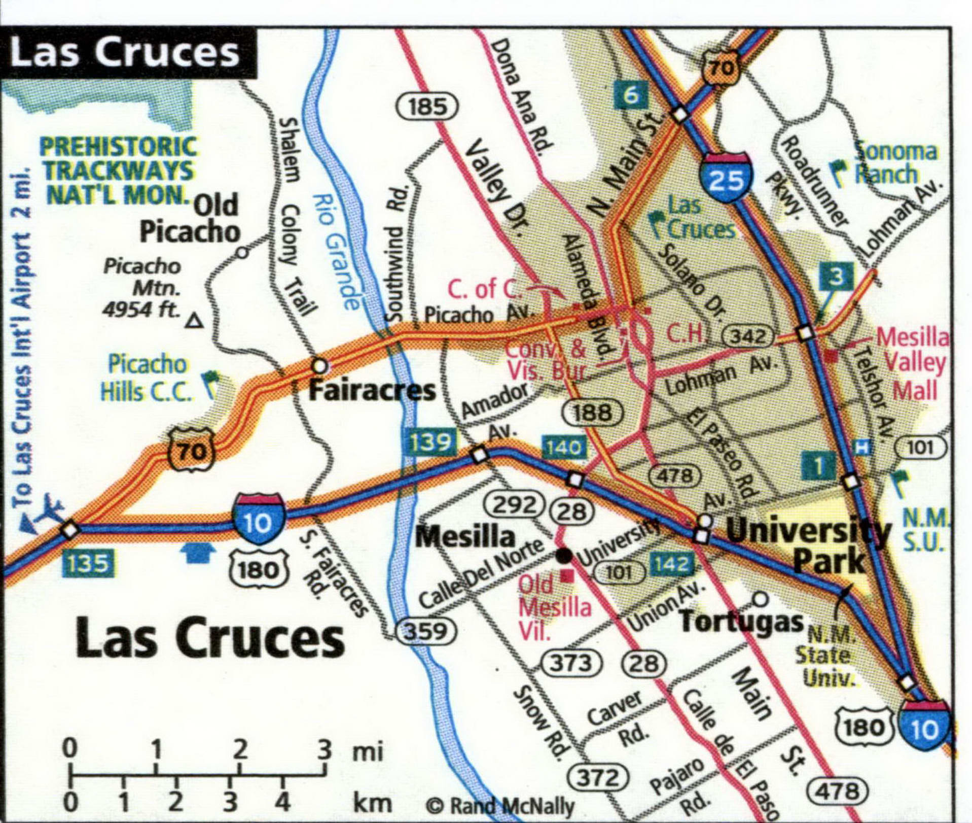 Las Cruces road map with routes for truckers