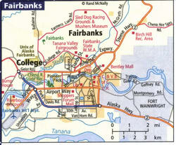Fairbanks map with street names and points of interest