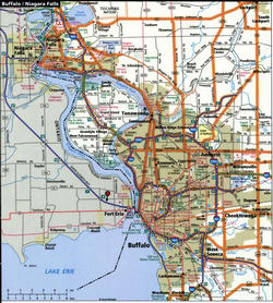 Buffalo and Niagara Falls road map with routes for truckers