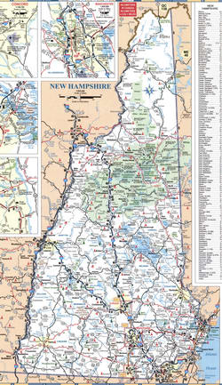 Detailed map of New Hampshire with cities and roads