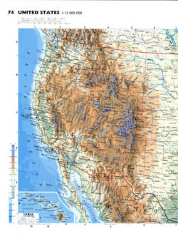 Physical map of the western Pacific coast of the USA
