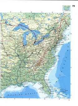 Physical map of the eastern Atlantic coast of the USA