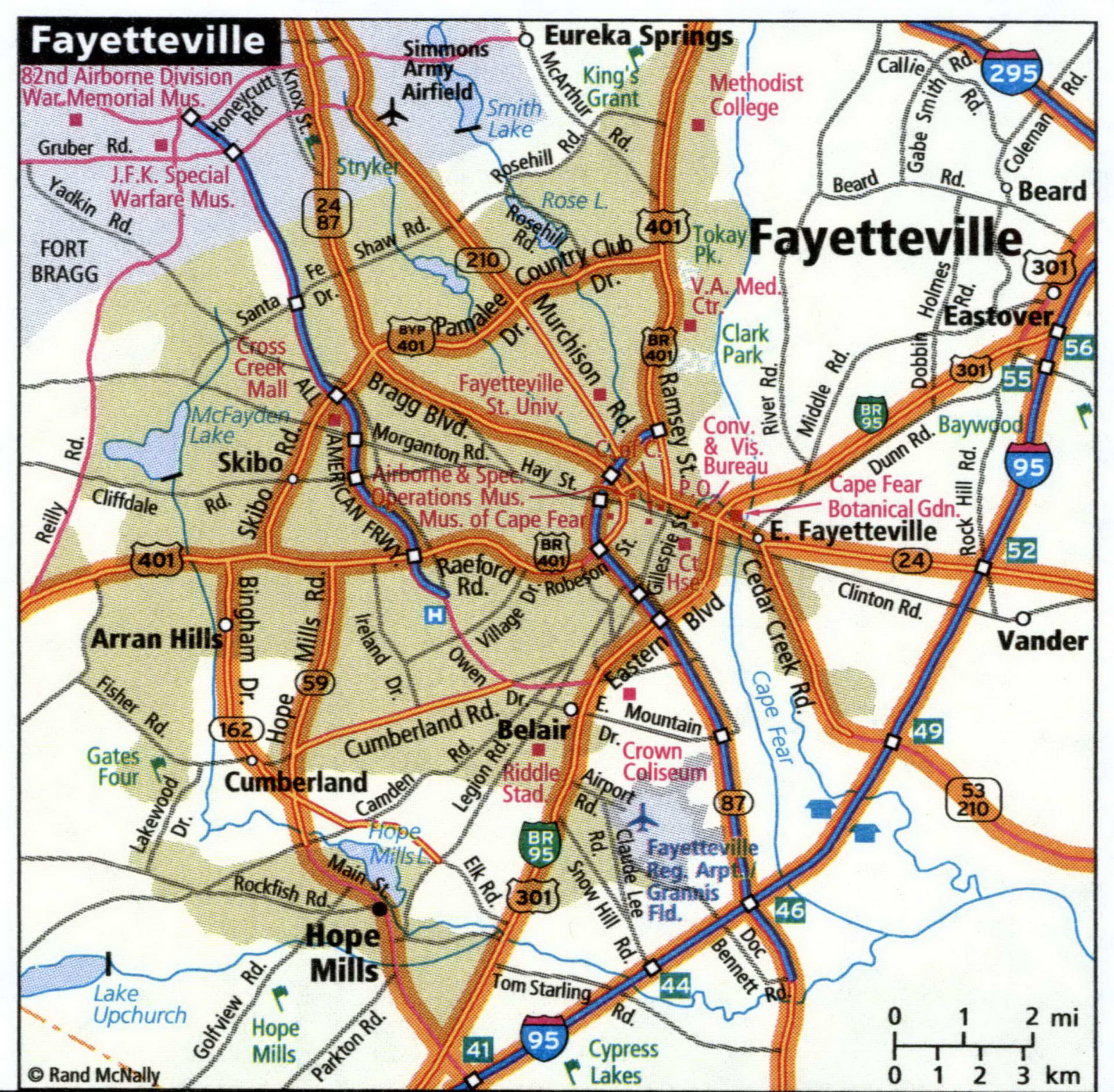 Fayetteville NC road map with routes for truckers