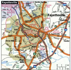 Fayetteville NC road map with routes for truckers