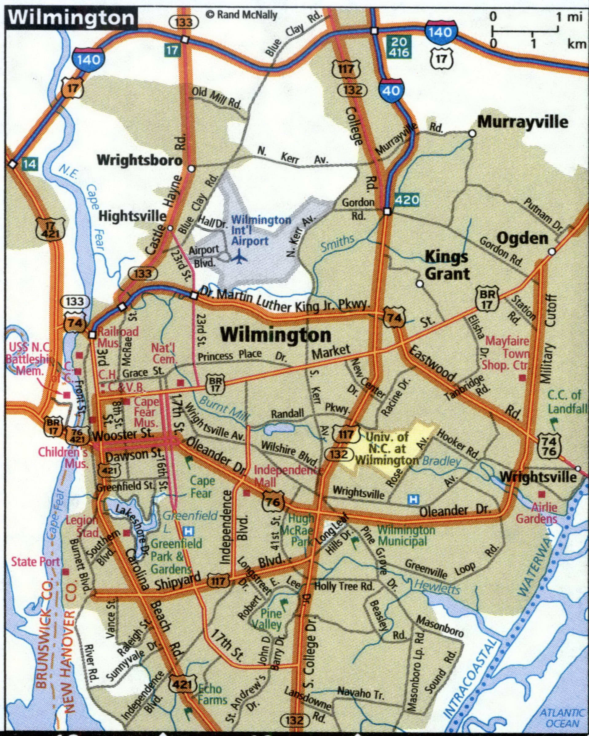 Wilmington NC road map with routes for truckers