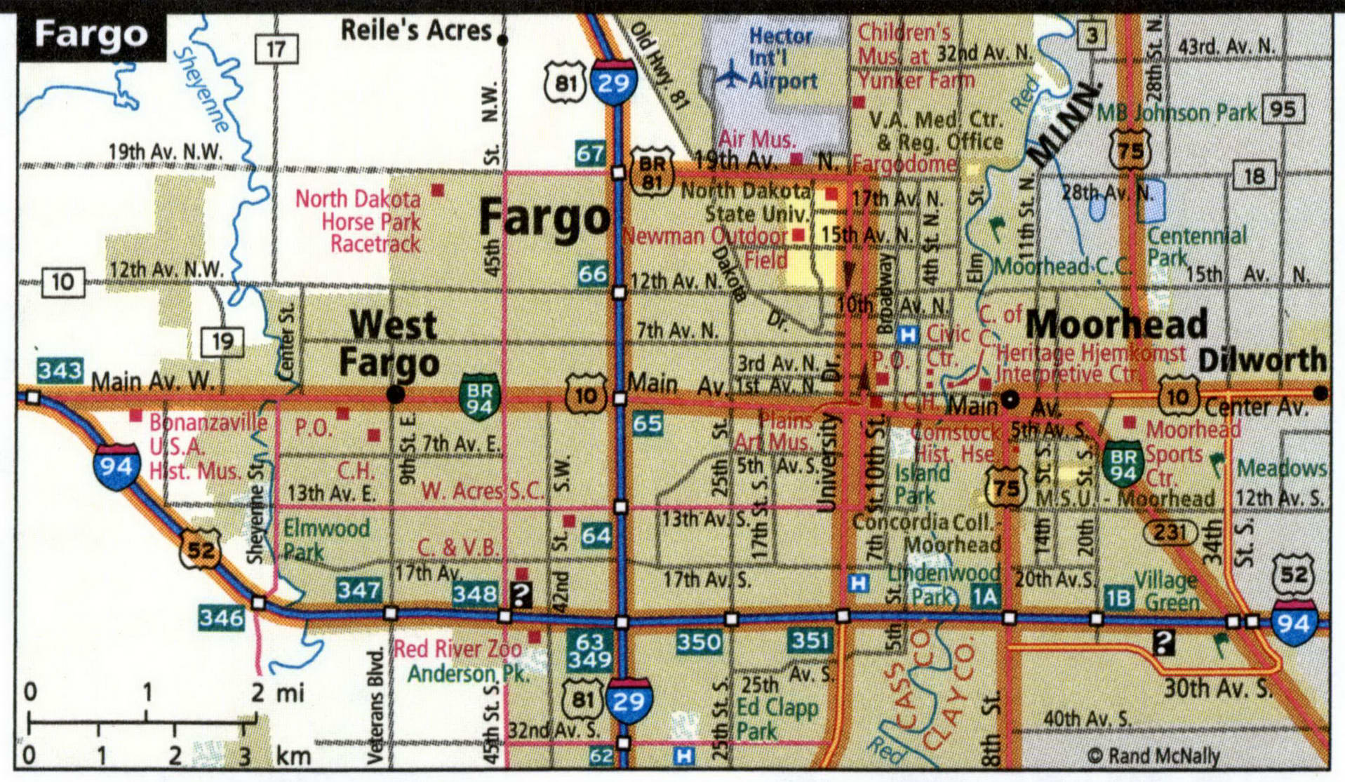 Fargo road map with routes for truckers