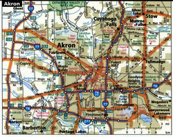 Akron road map with routes for truckers