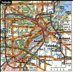 Toledo road map with routes for truckers