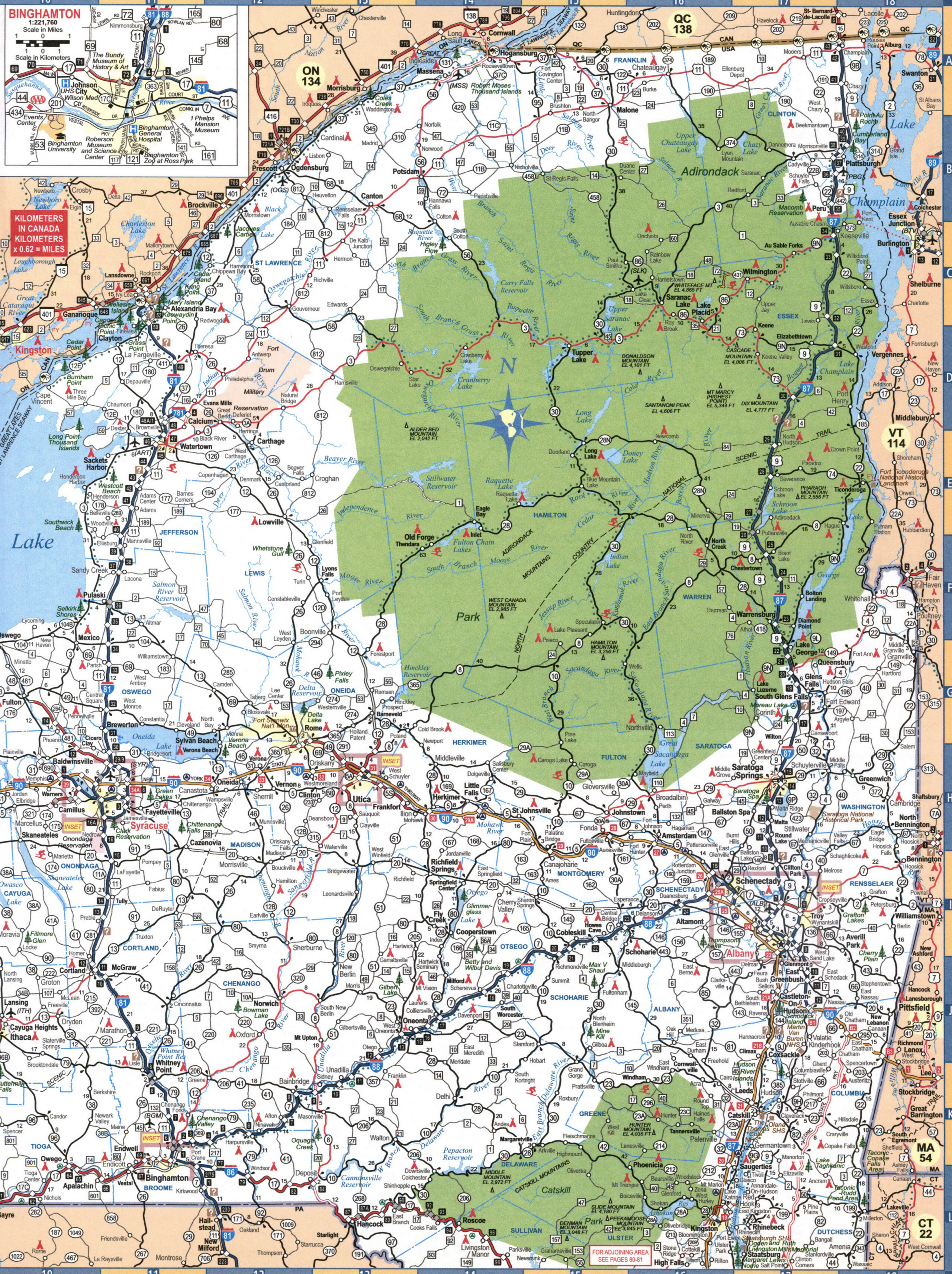 Detailed map of the northwest part of New York with cities and roads