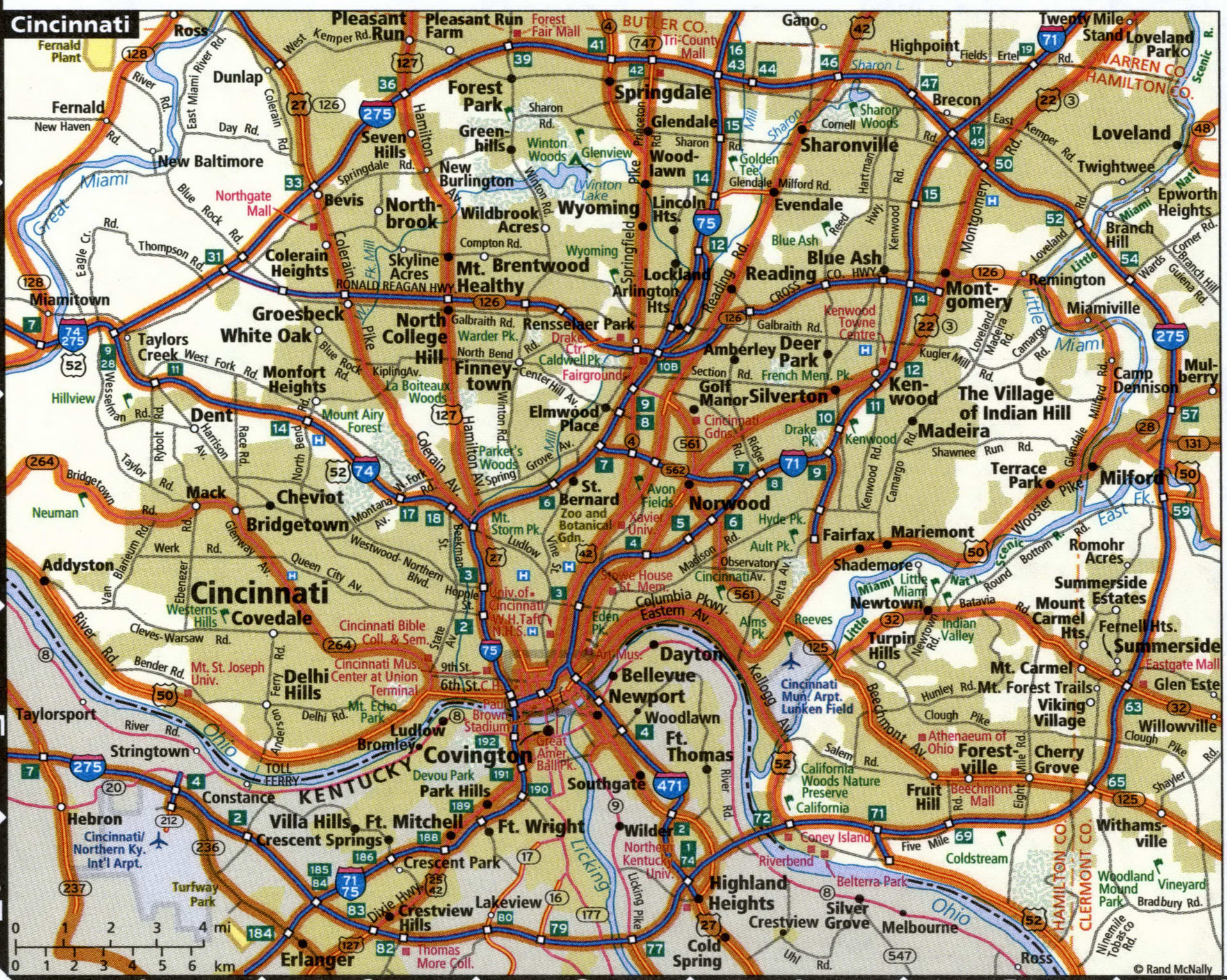 Cincinnati road map with routes for truckers