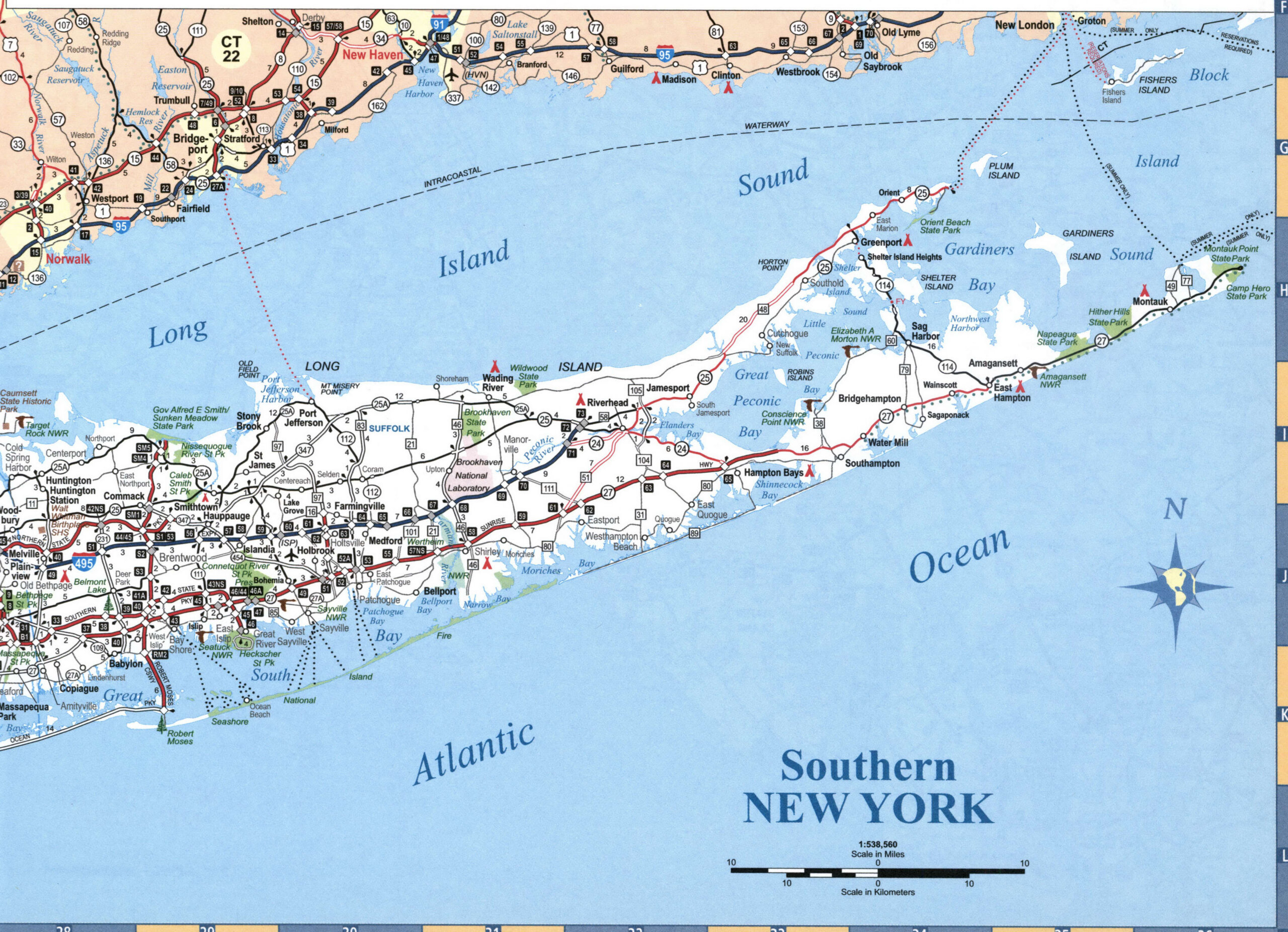 Detailed map of the southwest part of New York with cities and roads