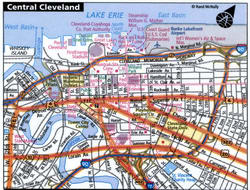 Central Cleveland road map with routes for truckers