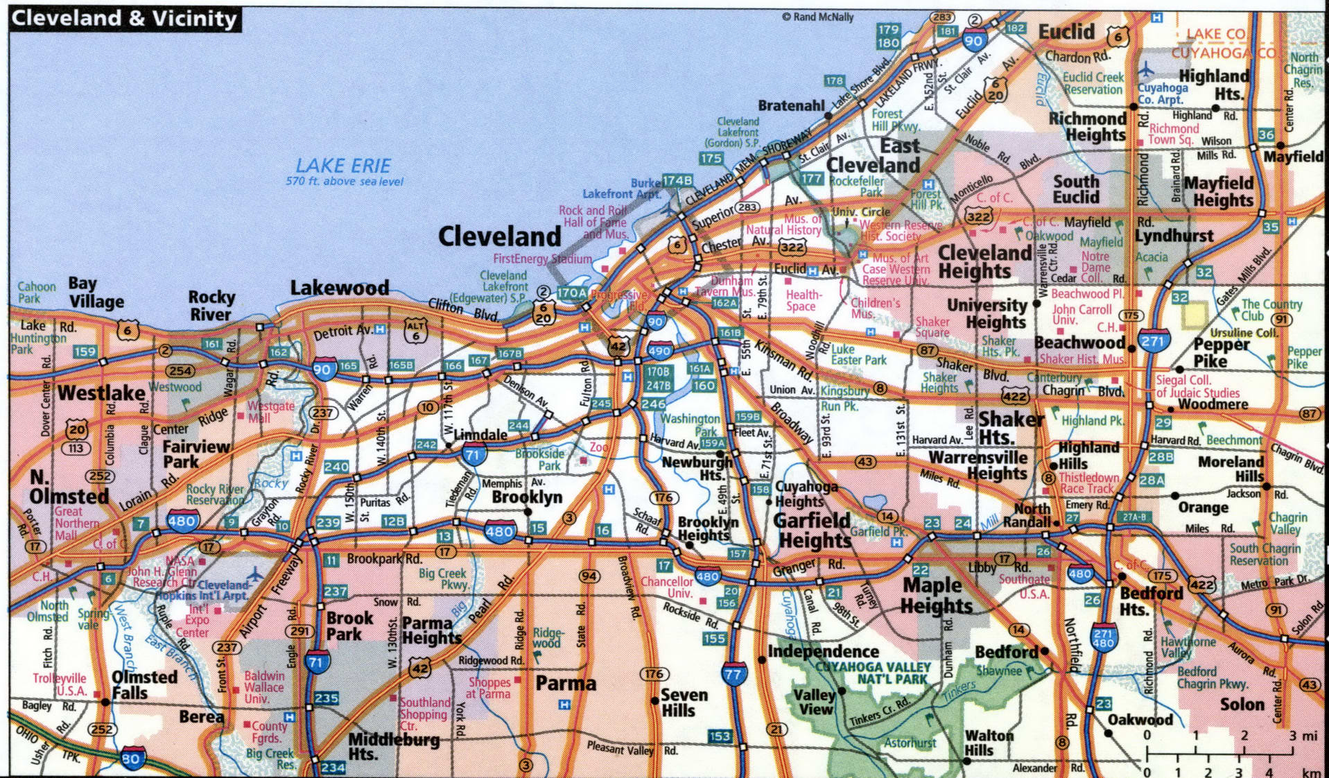 Cleveland road map with routes for truckers