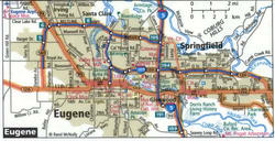 Eugene road map with routes for truckers