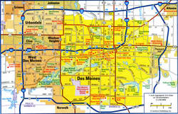Des Moines IA tourist map with points of interest