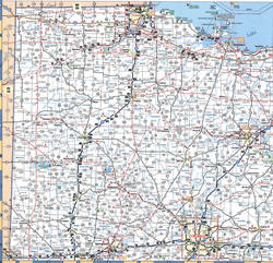 Detailed map of the northwest of the state of Ohio with cities and roads