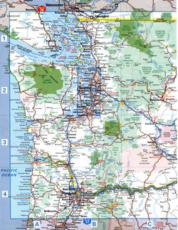 Detailed map of Oregon's northwest coast with cities and roads