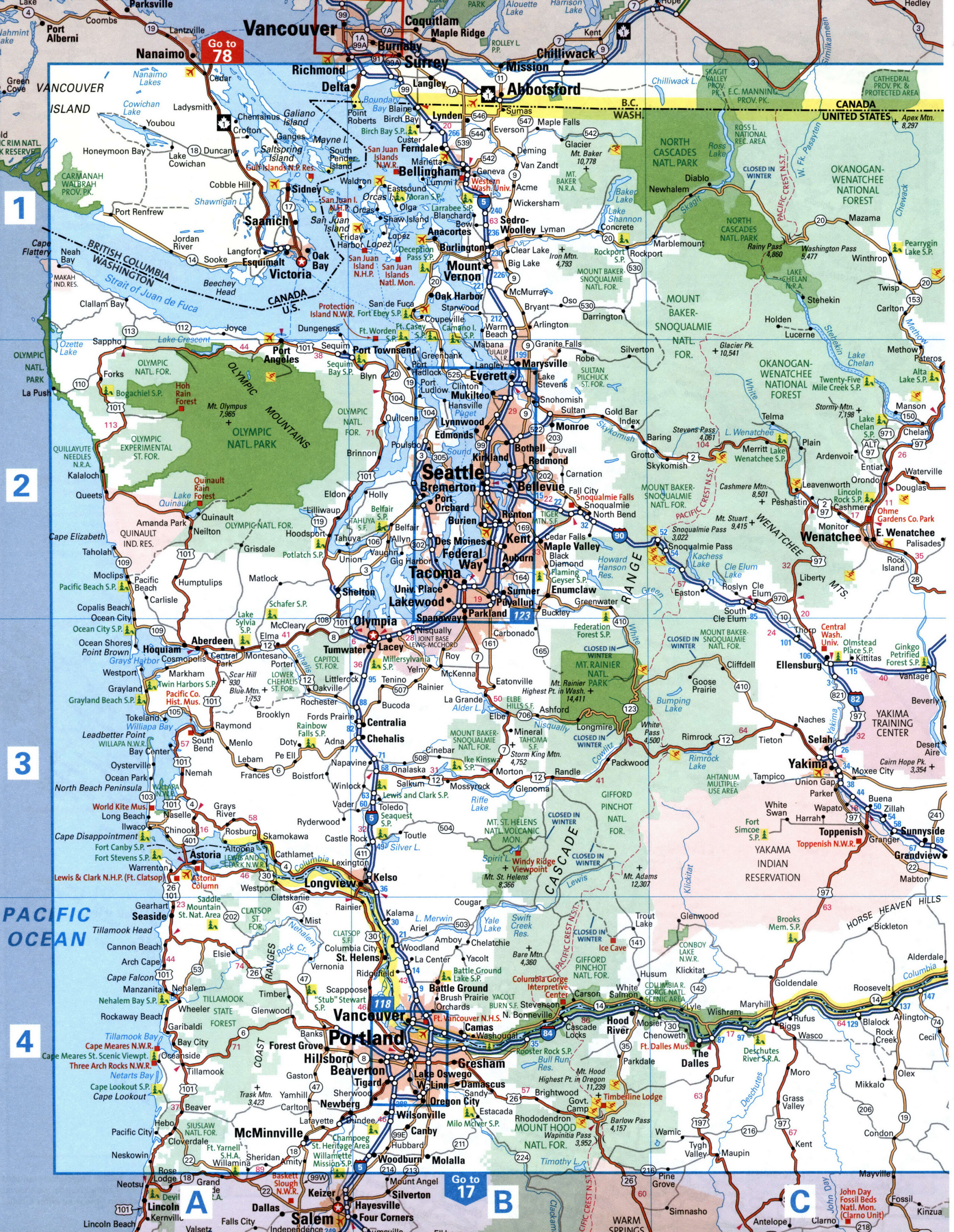 Detailed map of Oregon's northwest coast with cities and roads