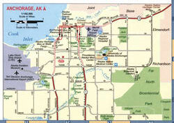 Map of highways and roads of Anchorage