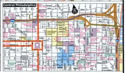 Philadelphia center with trucker roads