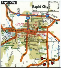 Rapid City road map with routes for truckers