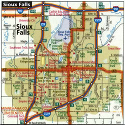 Sioux Falls road map with routes for truckers