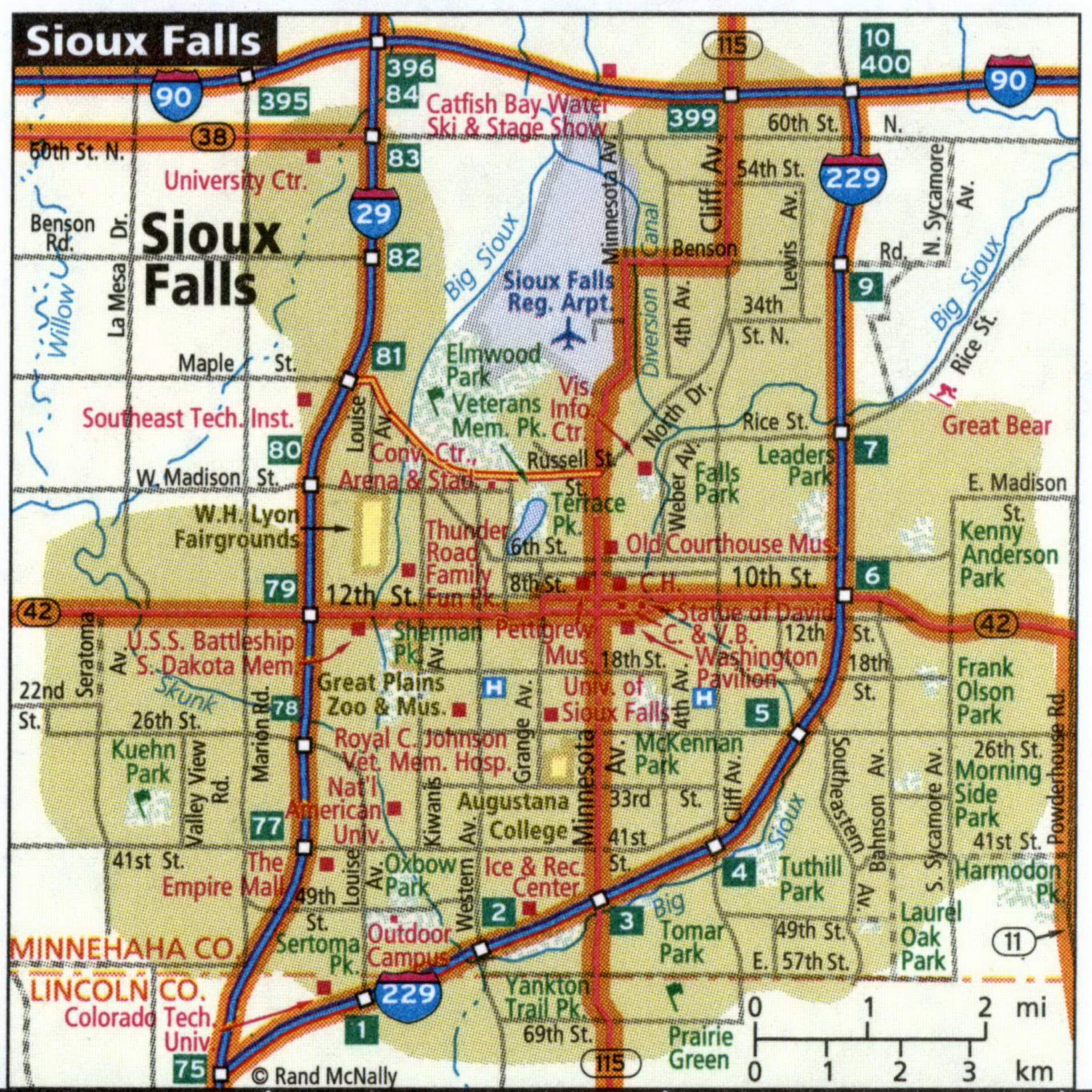 Sioux Falls road map with routes for truckers