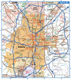 Atlanta city road map with attractions<br />Atlanta GA tourist map with points of interest