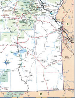 Map of the eastern part of Washington state