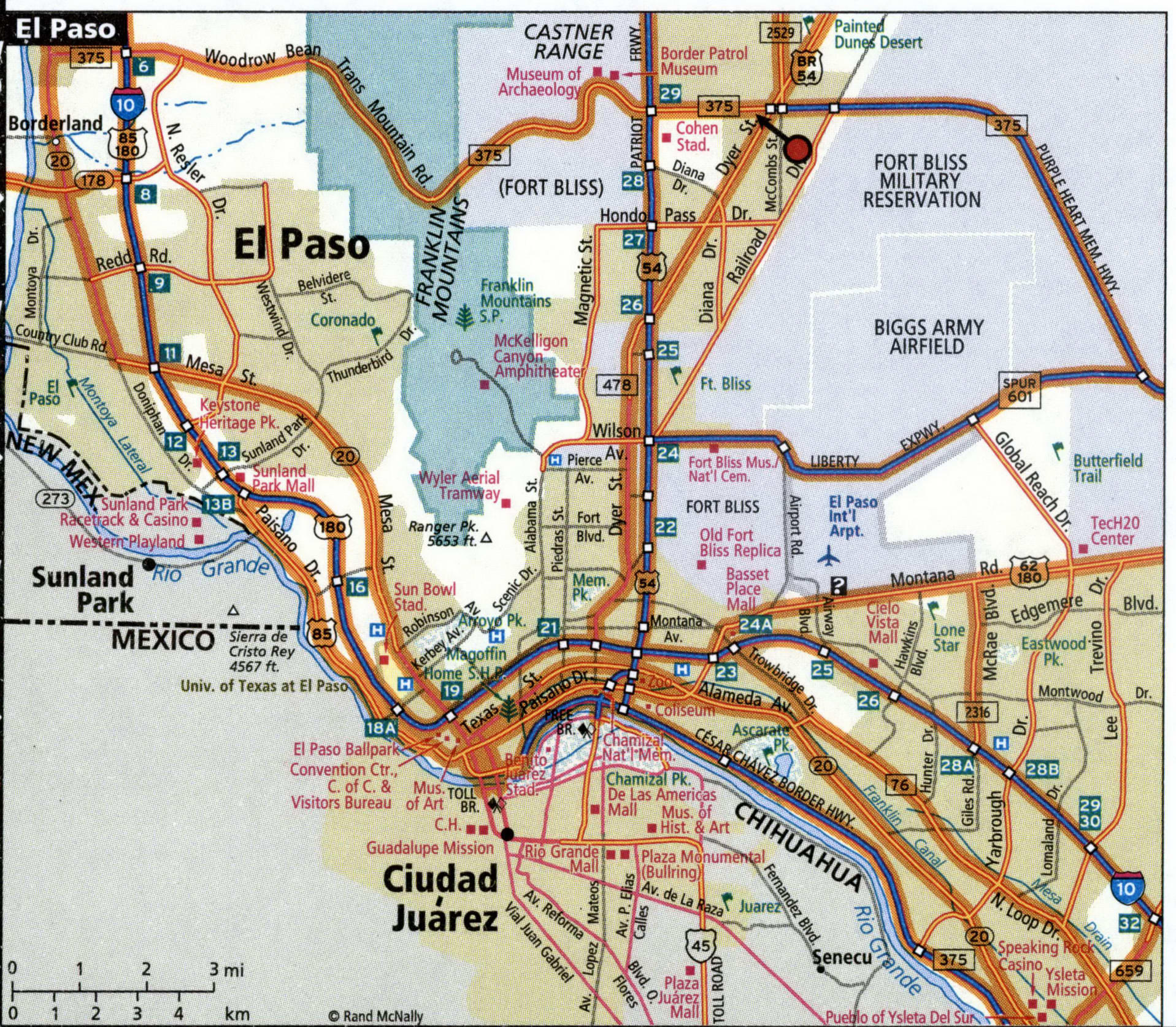 El Paso road map with routes for truckers