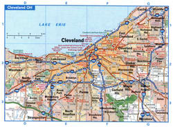 Tourist map of the Cleveland area highways with attractions<br />Cleveland OH tourist map with points of interest