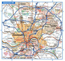 Tourist map of the Cincinnati Highway with attractions<br />Cincinnati OH tourist map with points of interest