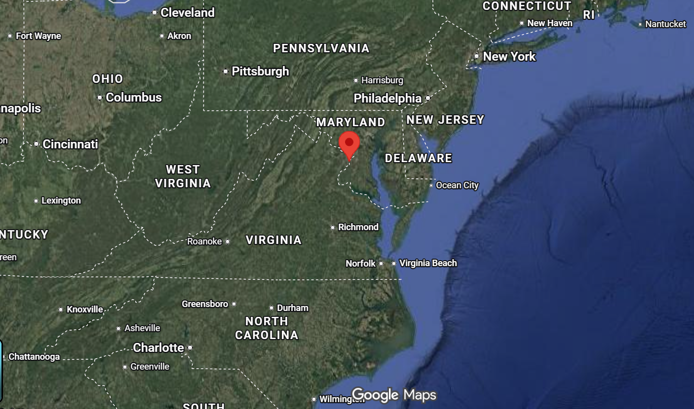 Where is the city of Alexandria, Virginia, located on the map of the USA?