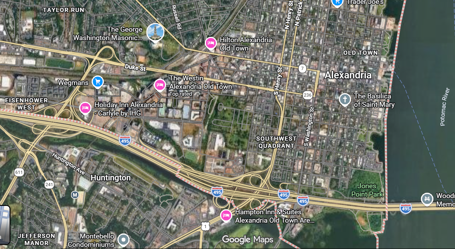 Tourist map of downtown Alexandria, Virginia